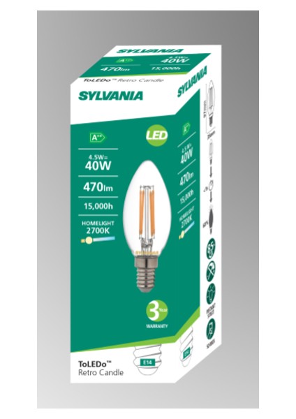 E14 LED Mum Rustik Filament Lamba 4.5W Sarı Işık