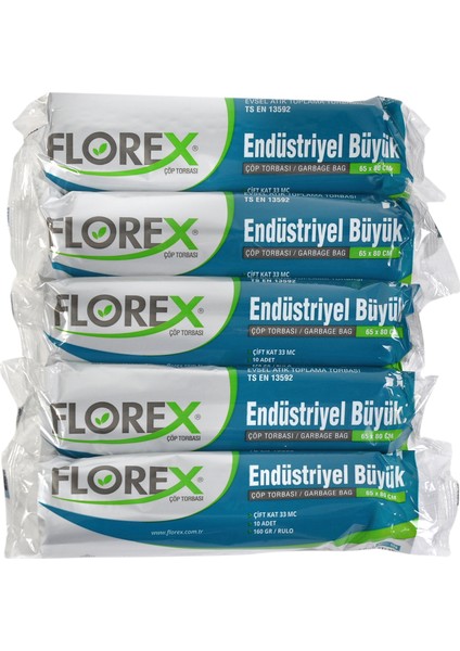 Endüstriyel Büyük Siyah Çöp Torbası 65X80Cm 5Rulo