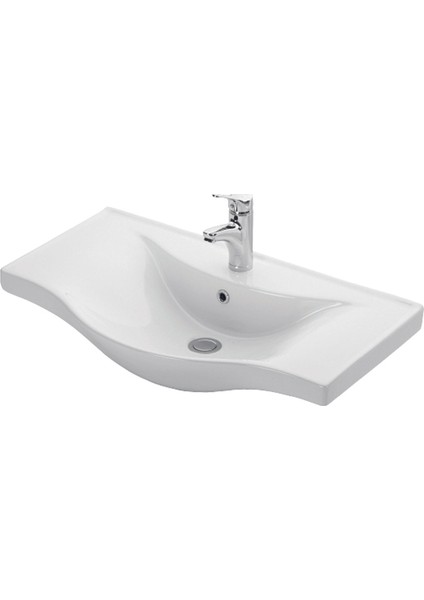 Piramit Seramik 80 cm Etejerli Lavabo