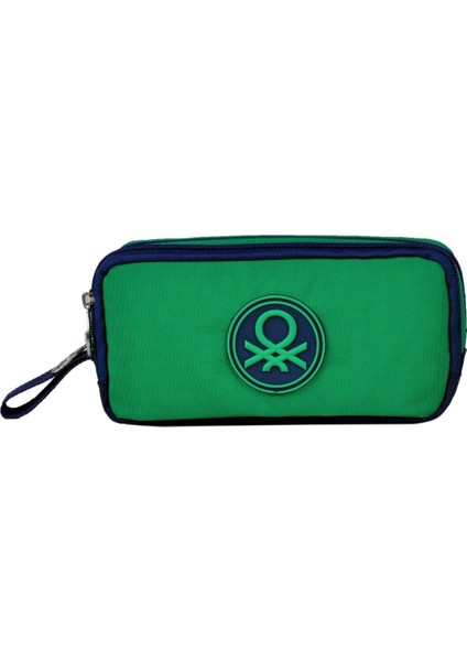 Benetton Yeşil Lacivert Kalem Çantası - 96925 - İki Bölmeli
