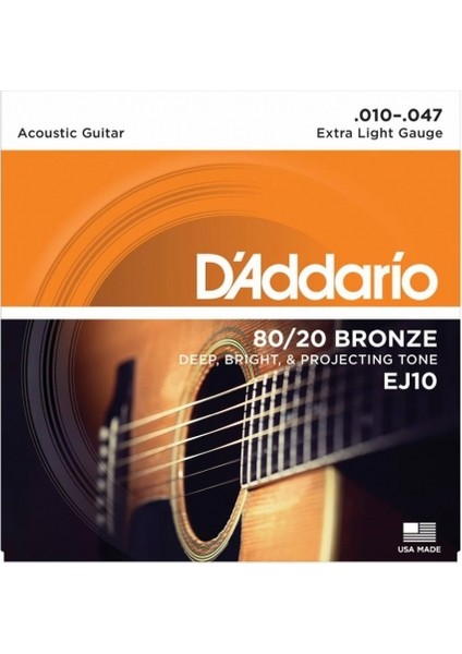 EJ10 80/20 Bronze Akustik Gitar Teli (10-47)