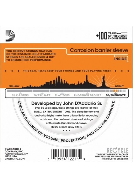 EJ10 80/20 Bronze Akustik Gitar Teli (10-47)