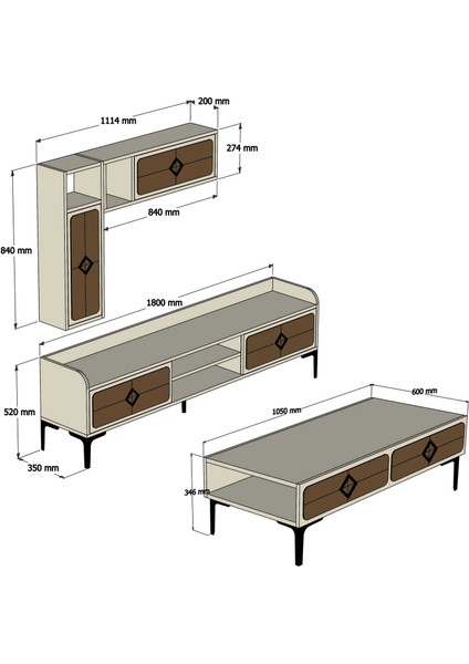 Variant Samba Tv Ünitesi ve Orta Sehpa Takımı - Meşe