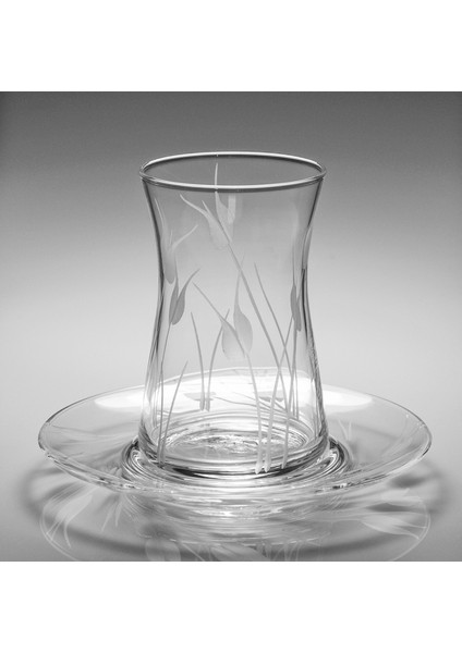 Butik Çimen Desenli Çay Bardak Takımı Heybeli