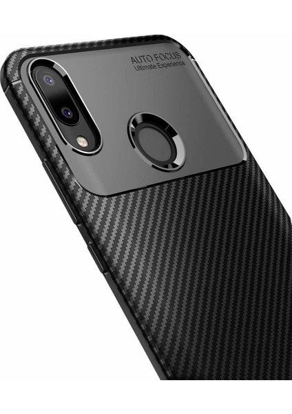 Samsung Galaxy M20 Kılıf Silikon Negro Özel Karbon Fiber Darbe Korumalı (Kahverengi) + Nano Cam Ekran Koruyucu