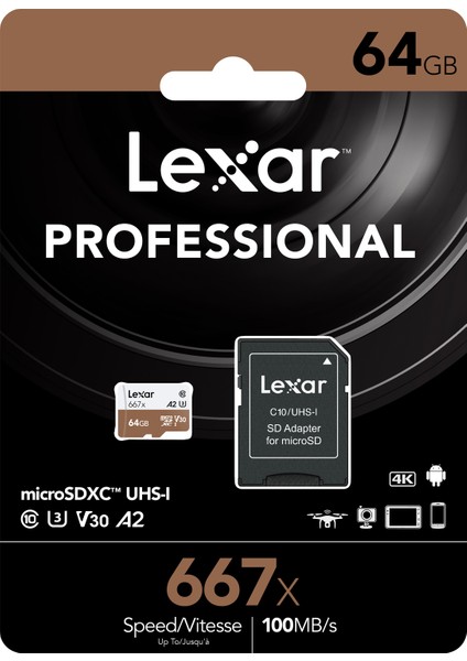 64GB Micro SDXC UHS-I 667X C10 U3 4K V30 A2 100Mb/sn LSDMI64GB667A Hafıza Kartı modelleri