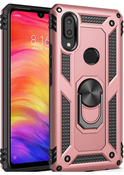 Case 4U Huawei P Smart 2019 Kılıf Çift Katmanlı Yüzüklü Manyetik Vega Kapak Rose Gold