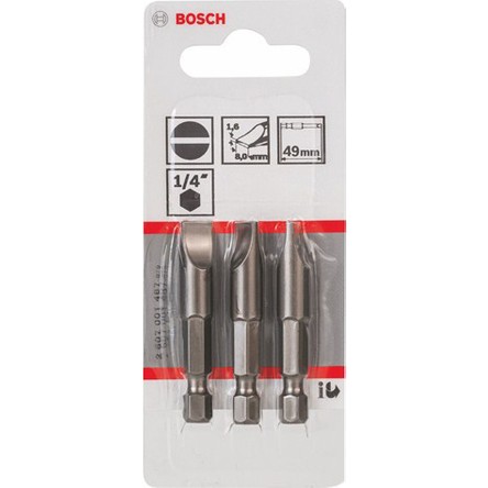 Bosch - 3'Lü Paket - Ekstra Sert Seri Vidalama Ucu - S 1,6X8,0, 49 Mm