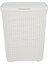 Beyaz Plastik Hasır Desenli Kapaklı Çamaşır Sepeti – 55x43x33cm 2