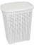 Beyaz Plastik Hasır Desenli Kapaklı Çamaşır Sepeti – 55x43x33cm 4