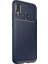 Huawei P Smart Plus Kılıf Negro Karbon Silikon+Nano Glass Lacivert 1