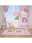 Cici Tasarım Hello Kitty Pembe Zemin Çocuk Bebek Odası Fon Perde 2 Kanat 1