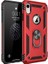 Apple iPhone XR Kılıf Çift Katmanlı Yüzüklü Manyetik Vega Kapak Kırmızı 1