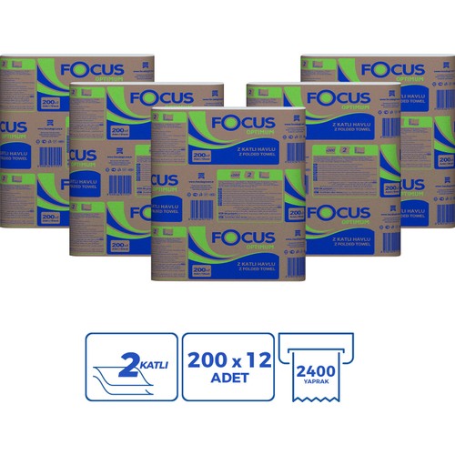 Focus Optimum Z Katlama Dispenser Kağıt Havlu 200 Yaprak 12'li Paket (200x12 Adet 2400 Yaprak) Focus Optimum Z Katlama Dispenser Kağıt Havlu 200 Yaprak 12'li Paket (200x12 Adet 2400 Yaprak)