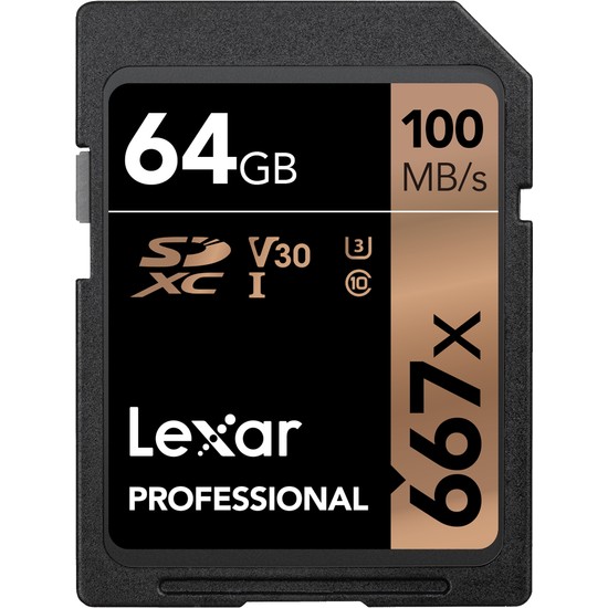 Lexar 64GB 667X SDXC 100Mb/SN Uhs-I U3 Class 10 V30 Professional ( LSD64GB667 ) Hafıza Kartı