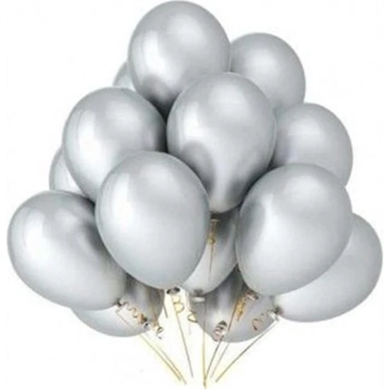 Atom Balon Atom 12 İnç Metalik Silver Gümüş Balon - 100 Adet