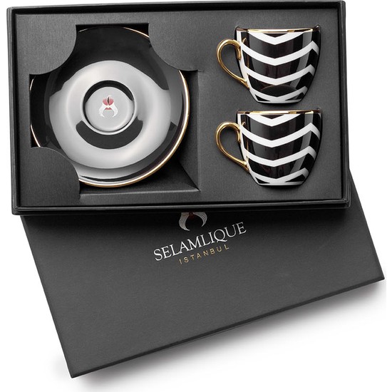 Selamlique 2�li Wave Black Türk Kahvesi Fincanı Fiyatı