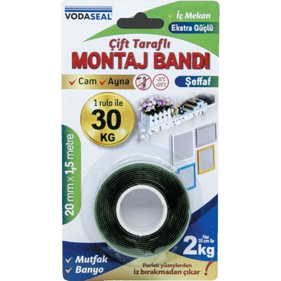 Vodaseal Extra Çift Taraflı Montaj Bandı 20Mmx1,5Mt Fiyatı