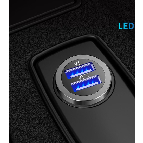 Joyroom Z8A Hızlı Araç Şarj Cihazı Metal Siyah Çift Giriş USB 3.1A + Smart 5V/1A