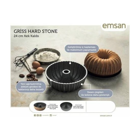Emsan Griss Hard Stone Granit 24 Cm Döküm Kek Kalıbı Fiyatı