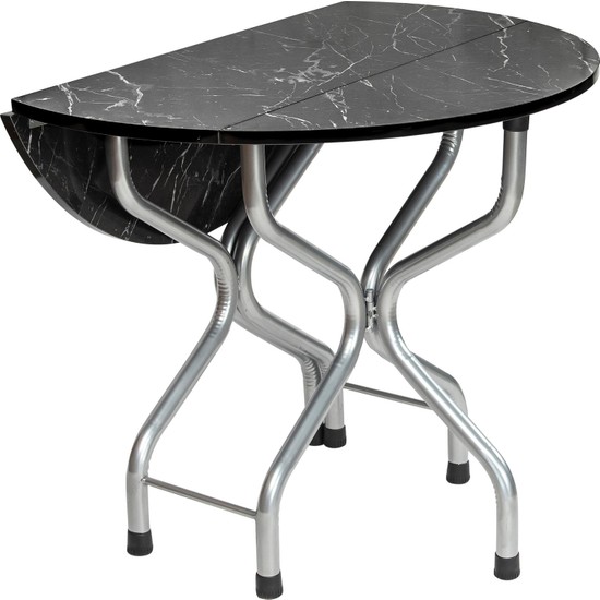 Sinem Katlanır Kırma Yuvarlak Siyah Masa Sandalye Takımı