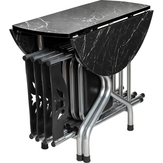 Sinem Yeni Katlanır Kırma Yuvarlak Siyah Masa Sandalye Fiyatı