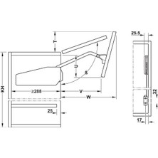 Hafele Free Fold Kalkar Kapak Makası 71-79CM Gri 5-10KG