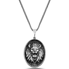 Takı925 Üç Boyutlu Aslan Kafası Model 925 Ayar Gümüş Kolye