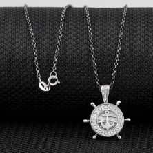 Takı925  Cevşeni Kebir Dualı Çapa Dümen Tasarımlı Gümüş Kadın Kolye