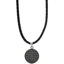 Takı925  Deri Ipli Ayetel Kürsi ve Nazar Dualı 925 Ayar Gümüş Kolye