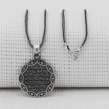 Takı925  Ayetel Kürsi Dua Yazılı Kalın Zincirli 925 Ayar Gümüş Kolye