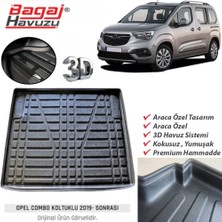 Born Garage 2022 Opel Combo Bagaj Havuzu Uyumlu 3D Model Kokusuz Kauçuk Siyah