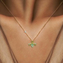 Demasgold Pırlantalı 14 Ayar Arı Kristal Kolye