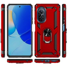 Case 4U Huawei Nova 9 SE Kılıf Çift Katmanlı Yüzüklü Manyetik Vega Kapak Gümüş