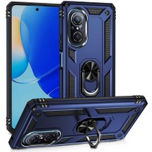 Case 4U Huawei Nova 9 SE Kılıf Çift Katmanlı Yüzüklü Manyetik Vega Kapak Lacivert