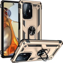 Case 4U Xiaomi Mi 11T 5g Kılıf Çift Katmanlı Yüzüklü Manyetik Vega Kapak Altın