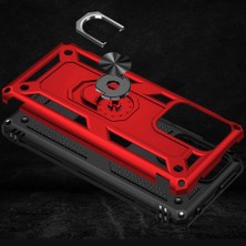 Case 4U Xiaomi Mi 11T 5g Kılıf Çift Katmanlı Yüzüklü Manyetik Vega Kapak Kırmızı