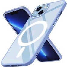 Case 4U iPhone 13 Kılıf Wireless Şarj Magsafe Destekli Renkli Parlak Hassas Butonlu Kamera Korumalı Darbe Emici Kapak Lila