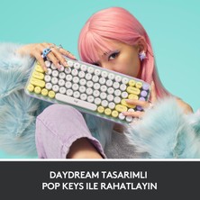 Logitech POP Keys Daydream Özelleştirilebilir Emoji Tuşlu Mekanik Kablosuz Klavye - Mint&Lila