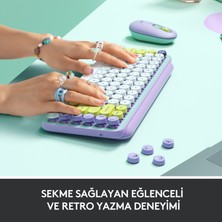 Logitech POP Keys Daydream Özelleştirilebilir Emoji Tuşlu Mekanik Kablosuz Klavye - Mint&Lila