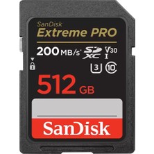 Sandisk Extreme Pro 512GB 200/140MB/S Sdxc V30 Uhs-I U3 Hafıza Kartı SDSDXXD-512G-GN4IN