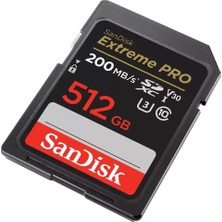 Sandisk Extreme Pro 512GB 200/140MB/S Sdxc V30 Uhs-I U3 Hafıza Kartı SDSDXXD-512G-GN4IN