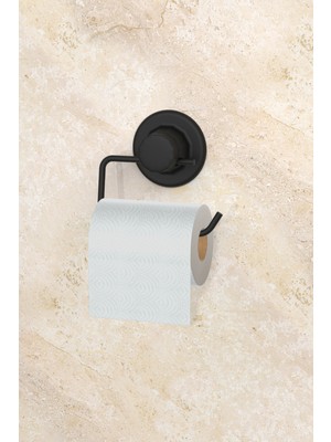 Evistro Paslanmaz Vakumlu Tuvalet Kağıdı Askısı Siyah