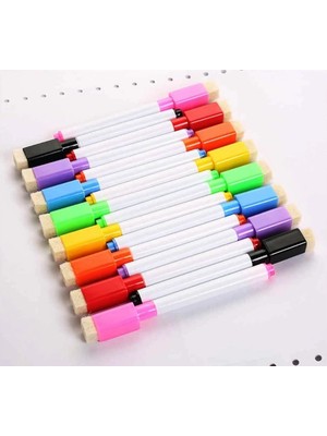 AY MAGNET Karışık Renkli Mıknatıslı Silgili Akıllı Tahta Kalemi 12'li - Silinebilir Beyaz Tahta Kalemi