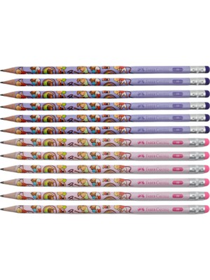 Faber-Castell Faber Castell 2b Jimnastik Silgili Kurşun Kalem 12 Li - ( Mor-Pembe)