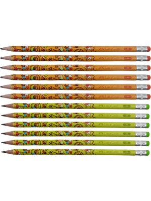 Faber-Castell Faber Castell 2b Jimnastik Silgili Kurşun Kalem 12 Li - ( Yeşil-Turuncu)