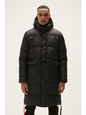 Bad Bear Goose Tail Puffer Siyah Erkek Kapüşonlu Uzun Mont