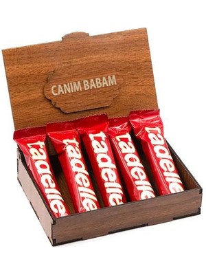 Nostaljik Lezzetler Sevdiklerinize Özel Ahşap  Kutusunda 5 Adet Tadelle Sütlü Çikolata ( Canım Babam Yazılı )