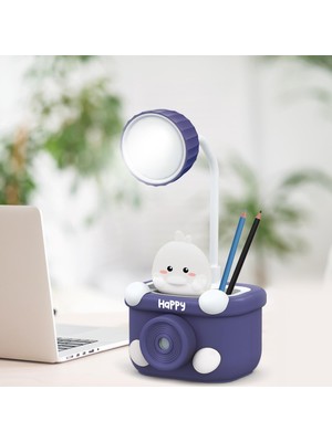 House Pratik HP09 Happy Figürlü Şarjlı Beyaz Işıklı LED Lamba Mavi