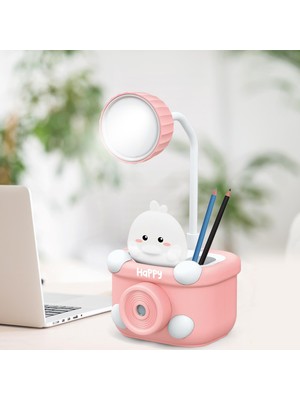 House Pratik HP09 Happy Figürlü Şarjlı Beyaz Işıklı LED Lamba Pembe